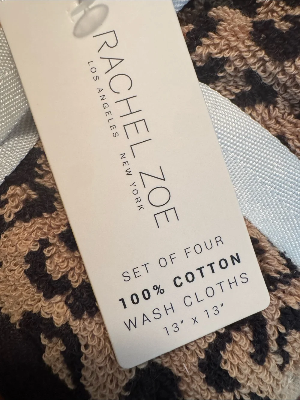 Rachel Zoe Leopard Cheetah Animal Cotton Wash Cloths - Brown Tones (4 pack)